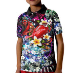 Personalized Essendon Football Bombers Kid Polo Shirt Tropical Hibiscus Flowers - Pacific Fusion Style