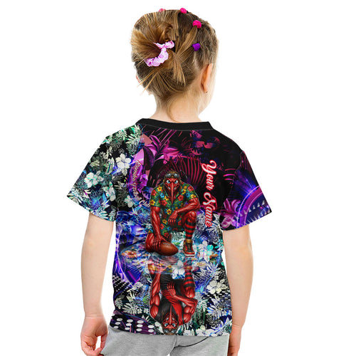 Personalized Essendon Football Bombers Kid T Shirt Tropical Hibiscus Flowers - Pacific Fusion Style