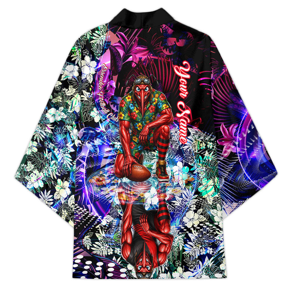 Personalized Essendon Football Bombers Kimono Tropical Hibiscus Flowers - Pacific Fusion Style