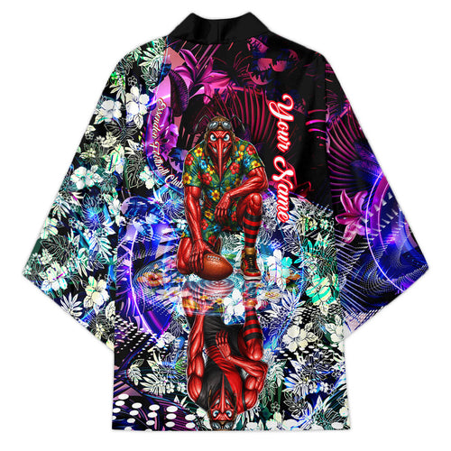 Personalized Essendon Football Bombers Kimono Tropical Hibiscus Flowers - Pacific Fusion Style