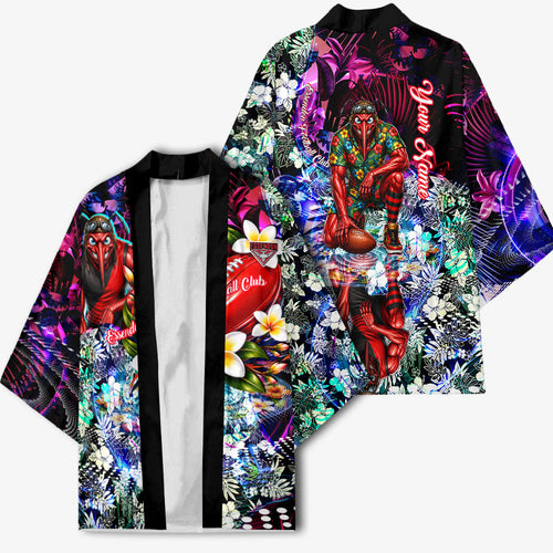 Personalized Essendon Football Bombers Kimono Tropical Hibiscus Flowers - Pacific Fusion Style