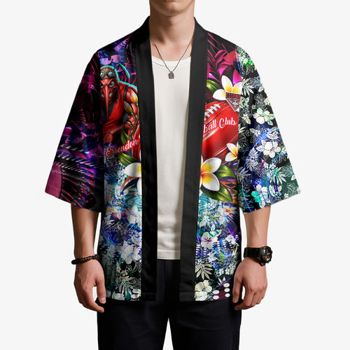 Personalized Essendon Football Bombers Kimono Tropical Hibiscus Flowers - Pacific Fusion Style
