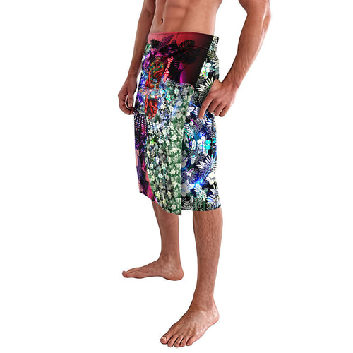Personalized Essendon Football Bombers Lavalava Tropical Hibiscus Flowers - Pacific Fusion Style