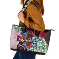 Personalized Essendon Football Bombers Leather Tote Bag Tropical Hibiscus Flowers - Pacific Fusion Style