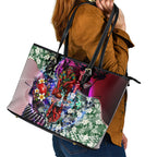 Personalized Essendon Football Bombers Leather Tote Bag Tropical Hibiscus Flowers - Pacific Fusion Style