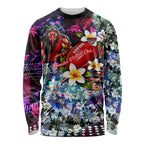 Personalized Essendon Football Bombers Long Sleeve Shirt Tropical Hibiscus Flowers - Pacific Fusion Style