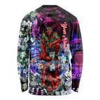 Personalized Essendon Football Bombers Long Sleeve Shirt Tropical Hibiscus Flowers - Pacific Fusion Style