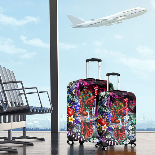 Personalized Essendon Football Bombers Luggage Cover Tropical Hibiscus Flowers - Pacific Fusion Style