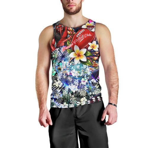 Personalized Essendon Football Bombers Men Tank Top Tropical Hibiscus Flowers - Pacific Fusion Style