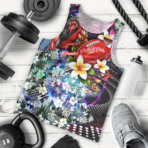 Personalized Essendon Football Bombers Men Tank Top Tropical Hibiscus Flowers - Pacific Fusion Style
