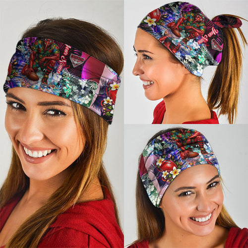 Personalized Essendon Football Bombers Neck Gaiter Tropical Hibiscus Flowers - Pacific Fusion Style