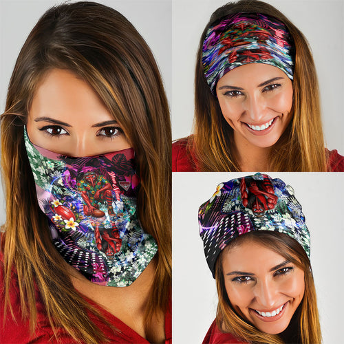 Personalized Essendon Football Bombers Neck Gaiter Tropical Hibiscus Flowers - Pacific Fusion Style