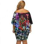 Personalized Essendon Football Bombers Off Shoulder Short Dress Tropical Hibiscus Flowers - Pacific Fusion Style