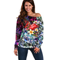 Personalized Essendon Football Bombers Off Shoulder Sweater Tropical Hibiscus Flowers - Pacific Fusion Style