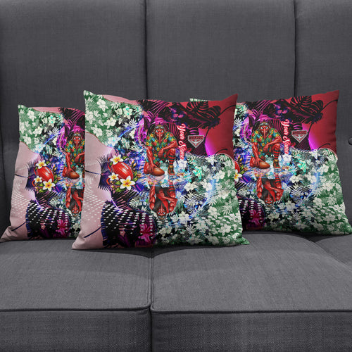 Personalized Essendon Football Bombers Pillow Cover Tropical Hibiscus Flowers - Pacific Fusion Style