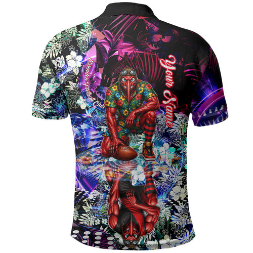 Personalized Essendon Football Bombers Polo Shirt Tropical Hibiscus Flowers - Pacific Fusion Style