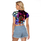 Personalized Essendon Football Bombers Raglan Cropped T Shirt Tropical Hibiscus Flowers - Pacific Fusion Style