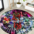 Personalized Essendon Football Bombers Round Carpet Tropical Hibiscus Flowers - Pacific Fusion Style