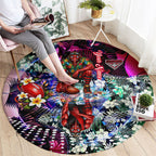 Personalized Essendon Football Bombers Round Carpet Tropical Hibiscus Flowers - Pacific Fusion Style