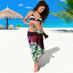 Personalized Essendon Football Bombers Sarong Tropical Hibiscus Flowers - Pacific Fusion Style