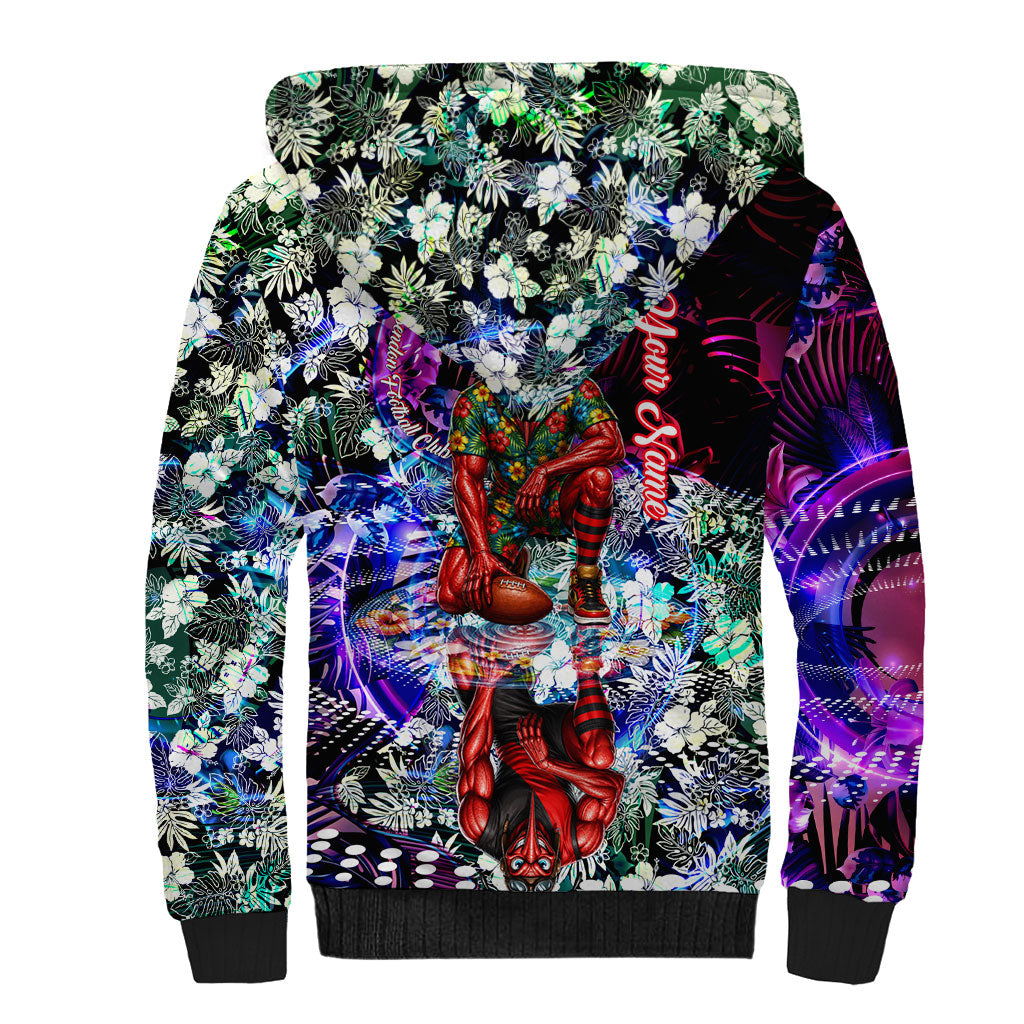 Personalized Essendon Football Bombers Sherpa Hoodie Tropical Hibiscus Flowers - Pacific Fusion Style
