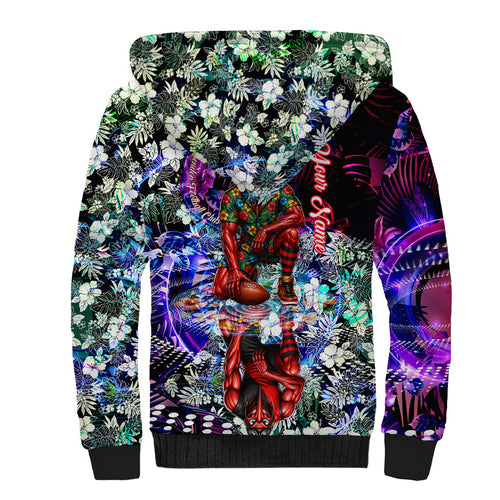 Personalized Essendon Football Bombers Sherpa Hoodie Tropical Hibiscus Flowers - Pacific Fusion Style
