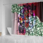 Personalized Essendon Football Bombers Shower Curtain Tropical Hibiscus Flowers - Pacific Fusion Style
