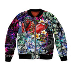 Personalized Essendon Football Bombers Sleeve Zip Bomber Jacket Tropical Hibiscus Flowers - Pacific Fusion Style