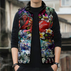Personalized Essendon Football Bombers Sleeveless Puffer Jacket Tropical Hibiscus Flowers - Pacific Fusion Style