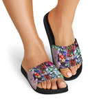 Personalized Essendon Football Bombers Slide Sandals Tropical Hibiscus Flowers - Pacific Fusion Style