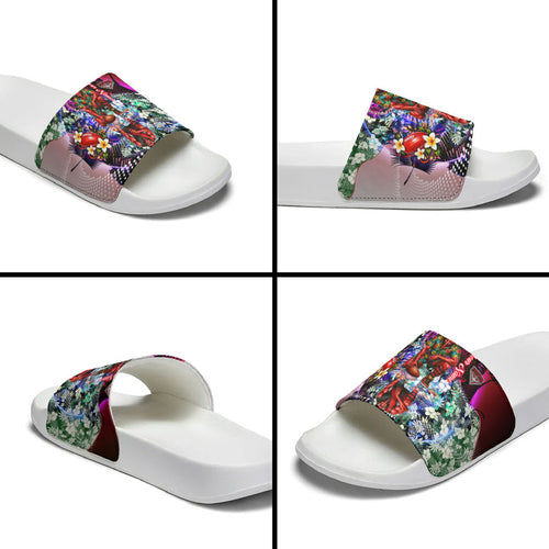Personalized Essendon Football Bombers Slide Sandals Tropical Hibiscus Flowers - Pacific Fusion Style