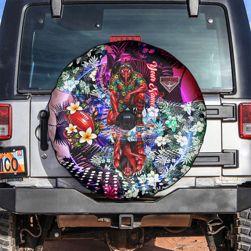 Personalized Essendon Football Bombers Spare Tire Cover Tropical Hibiscus Flowers - Pacific Fusion Style