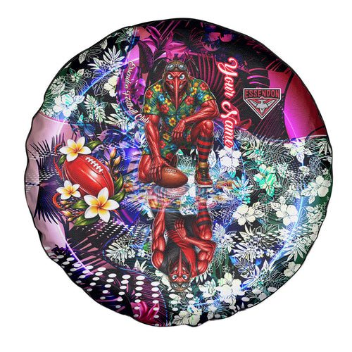 Personalized Essendon Football Bombers Spare Tire Cover Tropical Hibiscus Flowers - Pacific Fusion Style