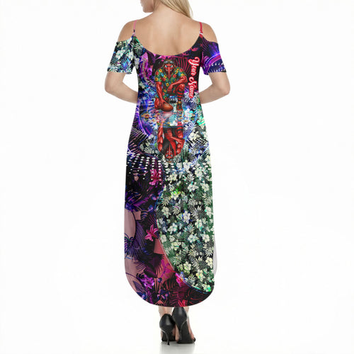 Personalized Essendon Football Bombers Summer Maxi Dress Tropical Hibiscus Flowers - Pacific Fusion Style