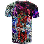 Personalized Essendon Football Bombers T Shirt Tropical Hibiscus Flowers - Pacific Fusion Style