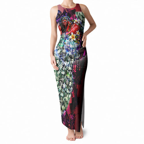 Personalized Essendon Football Bombers Tank Maxi Dress Tropical Hibiscus Flowers - Pacific Fusion Style