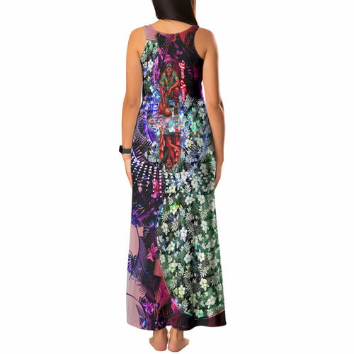 Personalized Essendon Football Bombers Tank Maxi Dress Tropical Hibiscus Flowers - Pacific Fusion Style