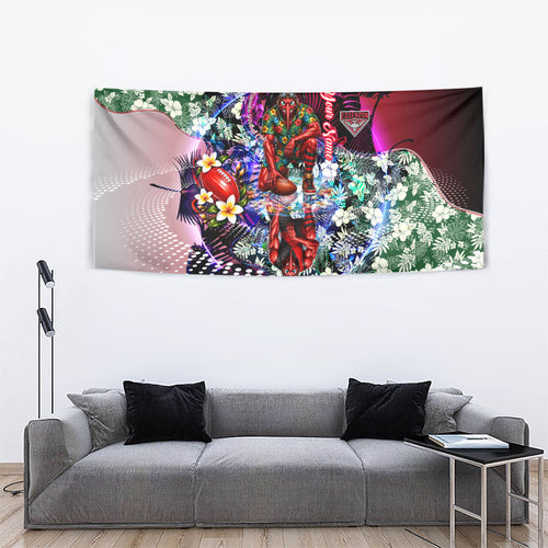 Personalized Essendon Football Bombers Tapestry Tropical Hibiscus Flowers - Pacific Fusion Style
