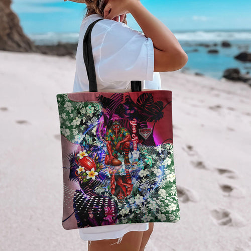Personalized Essendon Football Bombers Tote Bag Tropical Hibiscus Flowers - Pacific Fusion Style