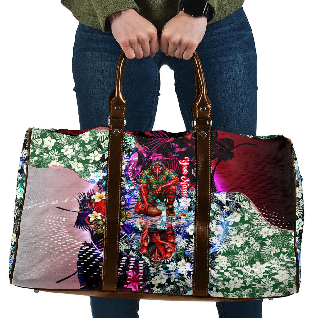 Personalized Essendon Football Bombers Travel Bag Tropical Hibiscus Flowers - Pacific Fusion Style