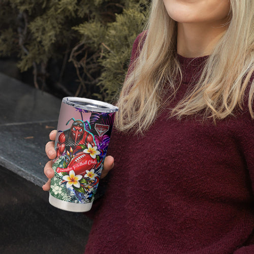 Personalized Essendon Football Bombers Tumbler Cup Tropical Hibiscus Flowers - Pacific Fusion Style