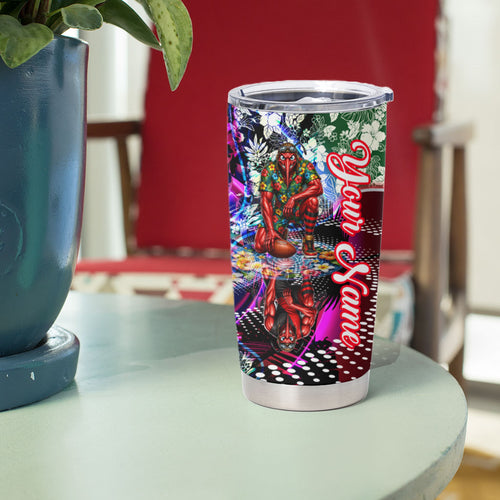 Personalized Essendon Football Bombers Tumbler Cup Tropical Hibiscus Flowers - Pacific Fusion Style
