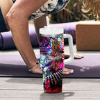 Personalized Essendon Football Bombers Tumbler With Handle Tropical Hibiscus Flowers - Pacific Fusion Style