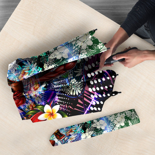 Personalized Essendon Football Bombers Umbrella Tropical Hibiscus Flowers - Pacific Fusion Style