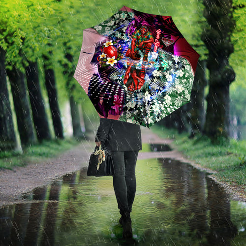 Personalized Essendon Football Bombers Umbrella Tropical Hibiscus Flowers - Pacific Fusion Style