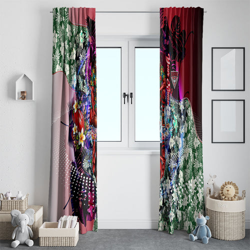 Personalized Essendon Football Bombers Window Curtain Tropical Hibiscus Flowers - Pacific Fusion Style