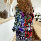 Personalized Essendon Football Bombers Women Casual Shirt Tropical Hibiscus Flowers - Pacific Fusion Style