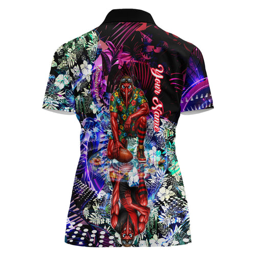 Personalized Essendon Football Bombers Women Polo Shirt Tropical Hibiscus Flowers - Pacific Fusion Style