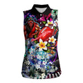 Personalized Essendon Football Bombers Women Sleeveless Polo Shirt Tropical Hibiscus Flowers - Pacific Fusion Style