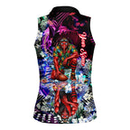 Personalized Essendon Football Bombers Women Sleeveless Polo Shirt Tropical Hibiscus Flowers - Pacific Fusion Style